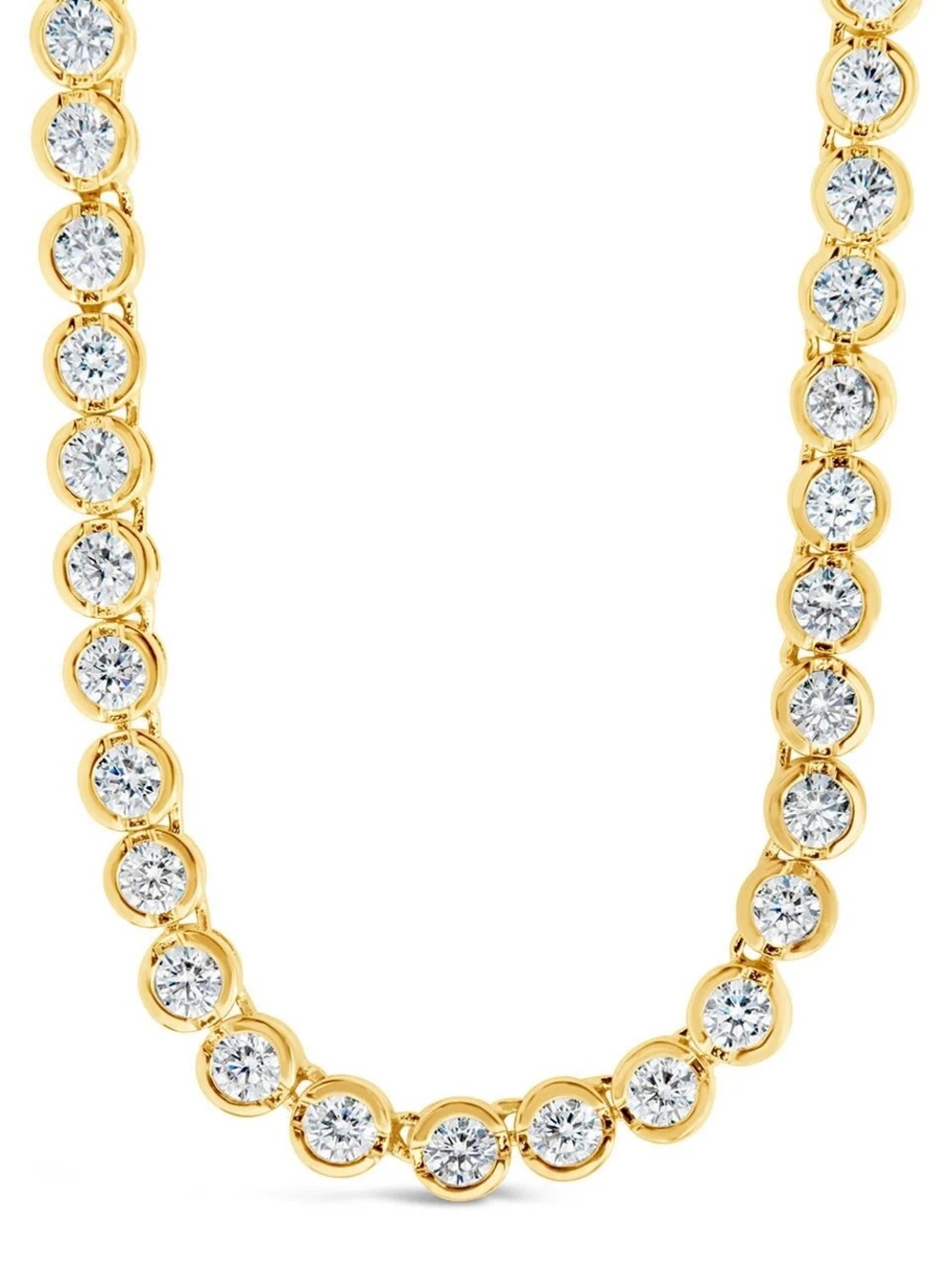 Sterling Forever Helene Bezel CZ Tennis Necklace in Gold 18 inch NEW